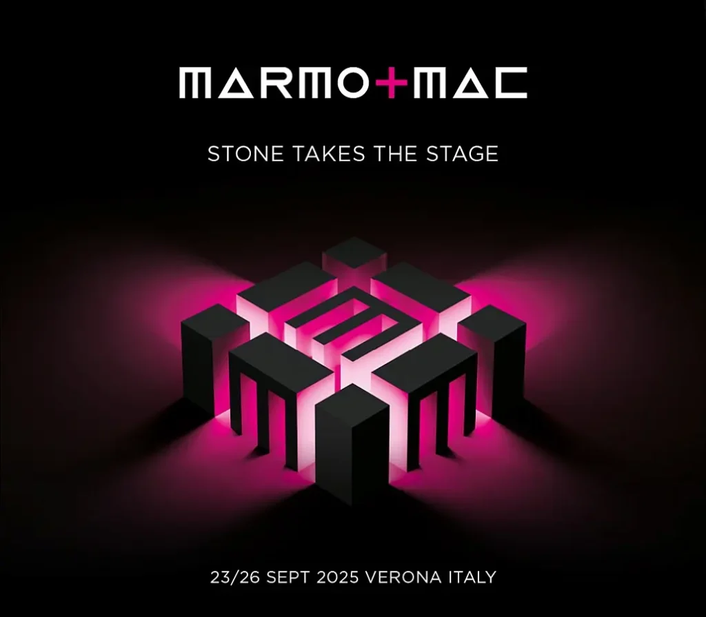 Locandina ufficiale del Marmomac 2025 di Verona, «Stone Takes the Stage»