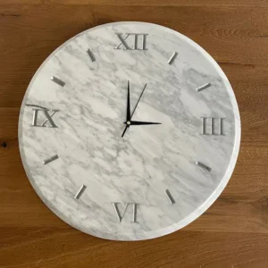 Crono, orologio da parete in marmo Bianco Carrara fatto a mano