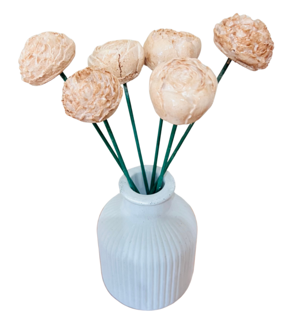 Composizione floreale Floreal in vaso, colore rosa tenue, in polvere di marmo riciclata &ndash; Rosa