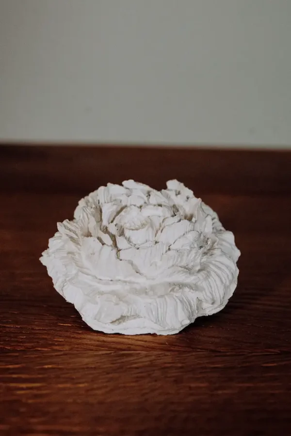 Peonia, fiore decorativo in polvere di marmo, A&P Marmi &ndash; Bianco